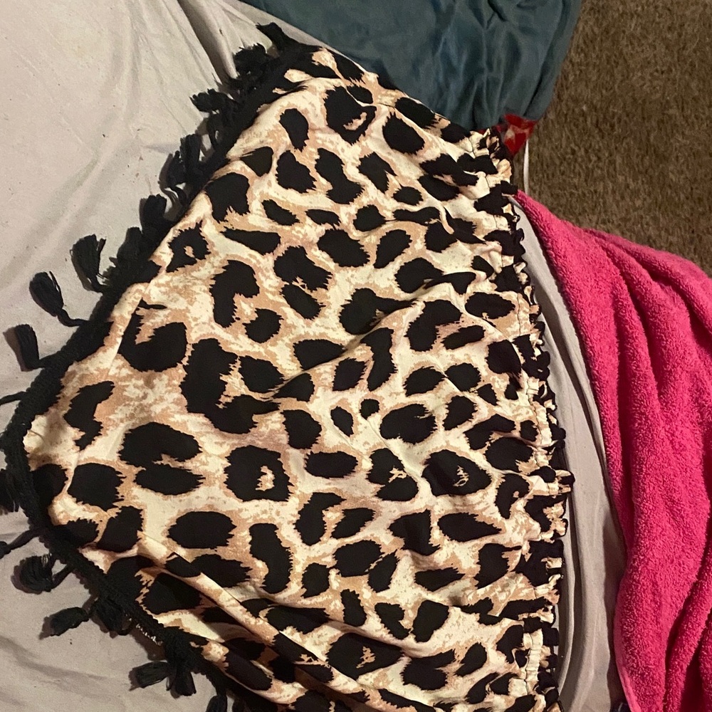 SHEIN Leopard Print Shorts with Black Tassels